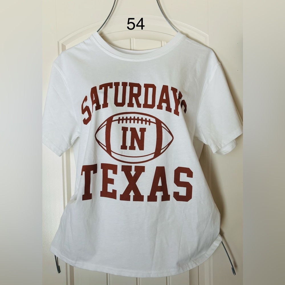 Women’s Free Kisses Saturday In Texas White Tee with BurntSize Small